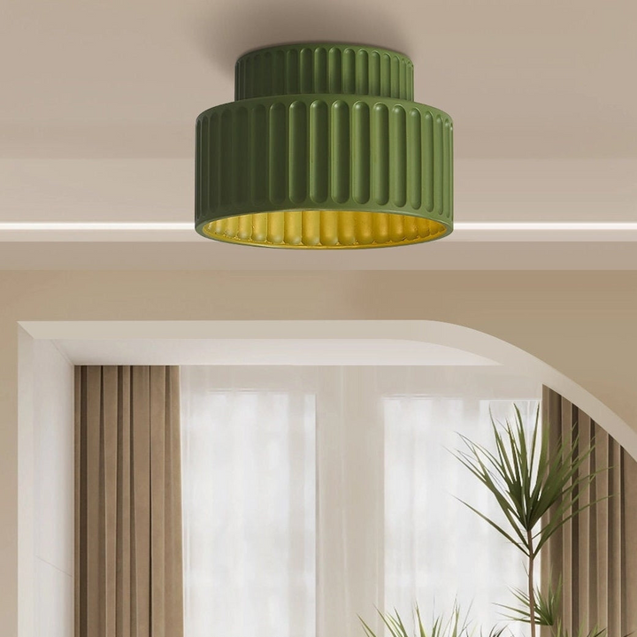 Contemporary Flush Mount Ceiling Light Fixture with Handcrafted Ceramic Shade - LED Ceiling Light for Dining Room 2