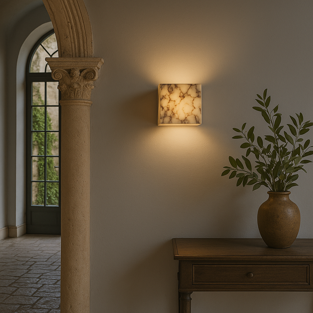 Contemporary Marble Cube Wall Light - Elegant LED Fixture for Hallway, Bedroom, or Living Room 1