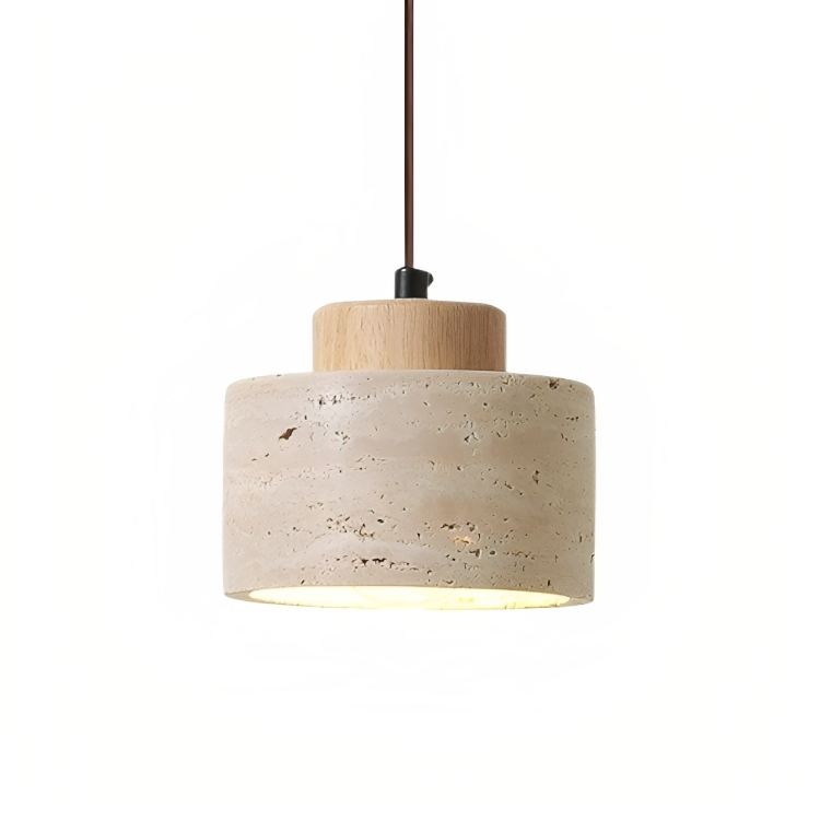 Contemporary Travertine Stone Pendant Light - Adjustable Height for Kitchen Island and Dining Spaces, LED Compatible, Dimmable 0