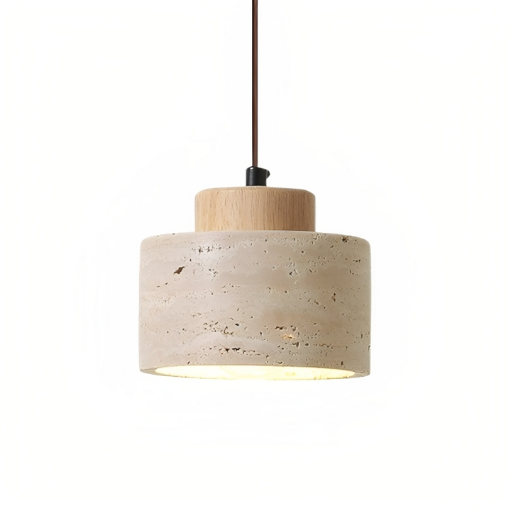 Contemporary Travertine Stone Pendant Light - Adjustable Height for Kitchen Island and Dining Spaces, LED Compatible, Dimmable 0