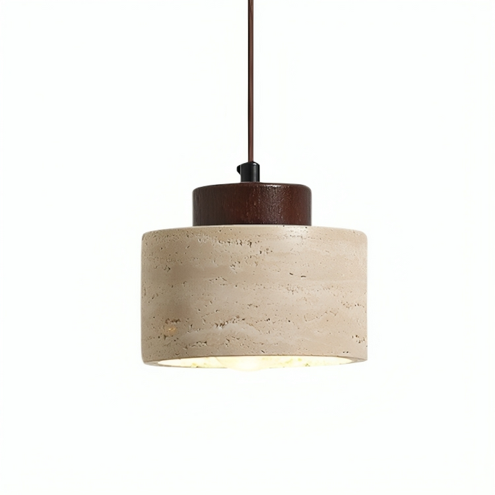 Contemporary Travertine Stone Pendant Light - Adjustable Height for Kitchen Island and Dining Spaces, LED Compatible, Dimmable 6