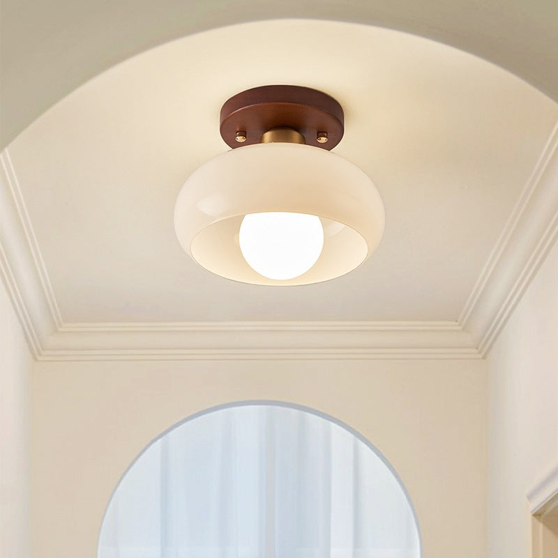 Cream Flush Mount Ceiling Light Fixture - Elegant LED Ceiling Light for Bedroom and Living Room, Modern Bauhaus Design 2