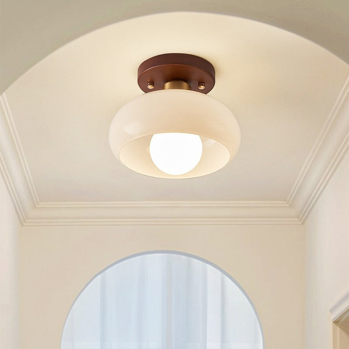 Cream Flush Mount Ceiling Light Fixture - Elegant LED Ceiling Light for Bedroom and Living Room, Modern Bauhaus Design 2