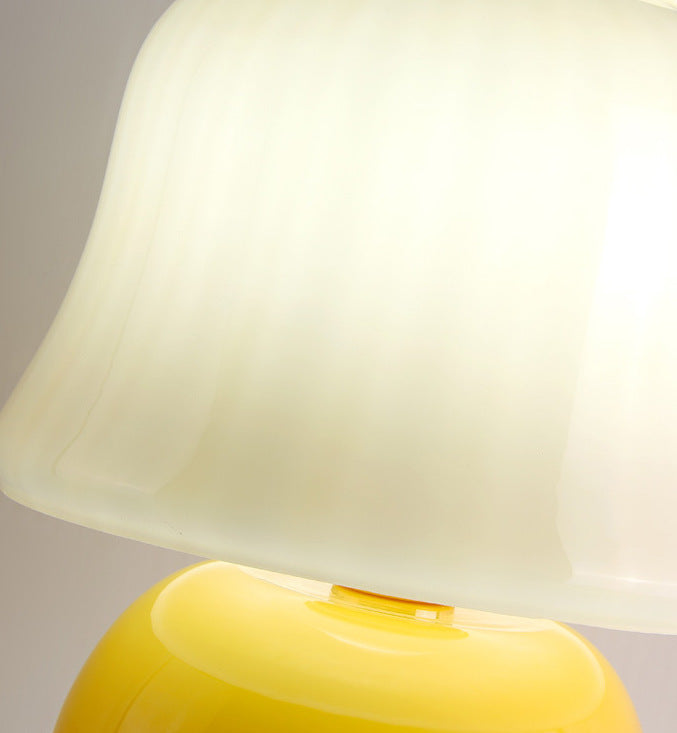 Cream Glass Mushroom Table Lamp, E14