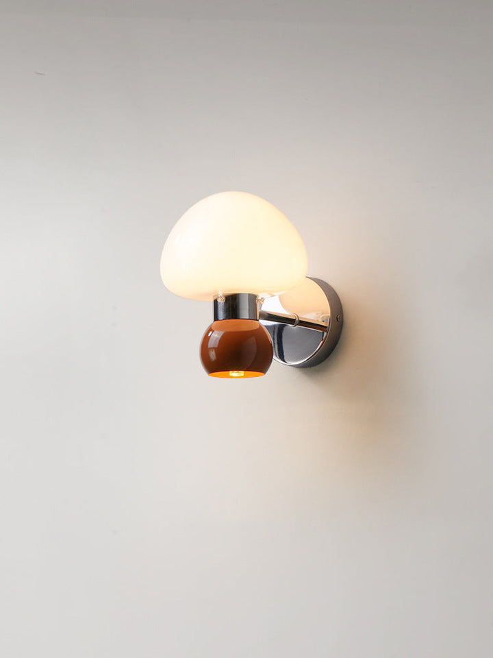 Cream Glass Mushroom Wall Sconce, G9