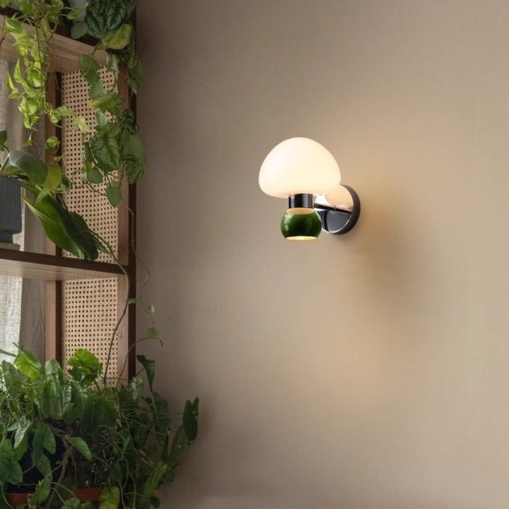 Cream Glass Mushroom Wall Sconce, G9