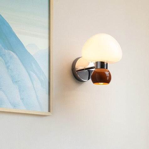 Cream Glass Mushroom Wall Sconce, G9