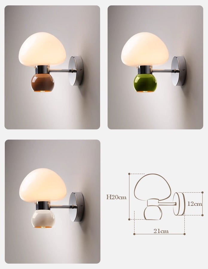 Cream Glass Mushroom Wall Sconce, G9