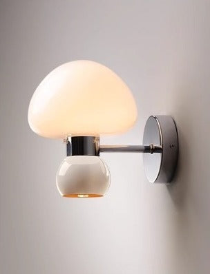 Cream Glass Mushroom Wall Sconce, G9