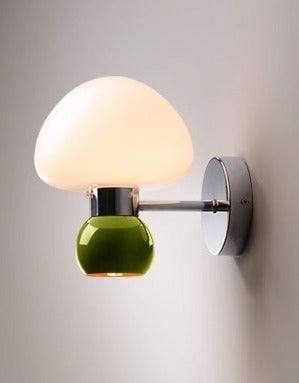 Cream Glass Mushroom Wall Sconce, G9