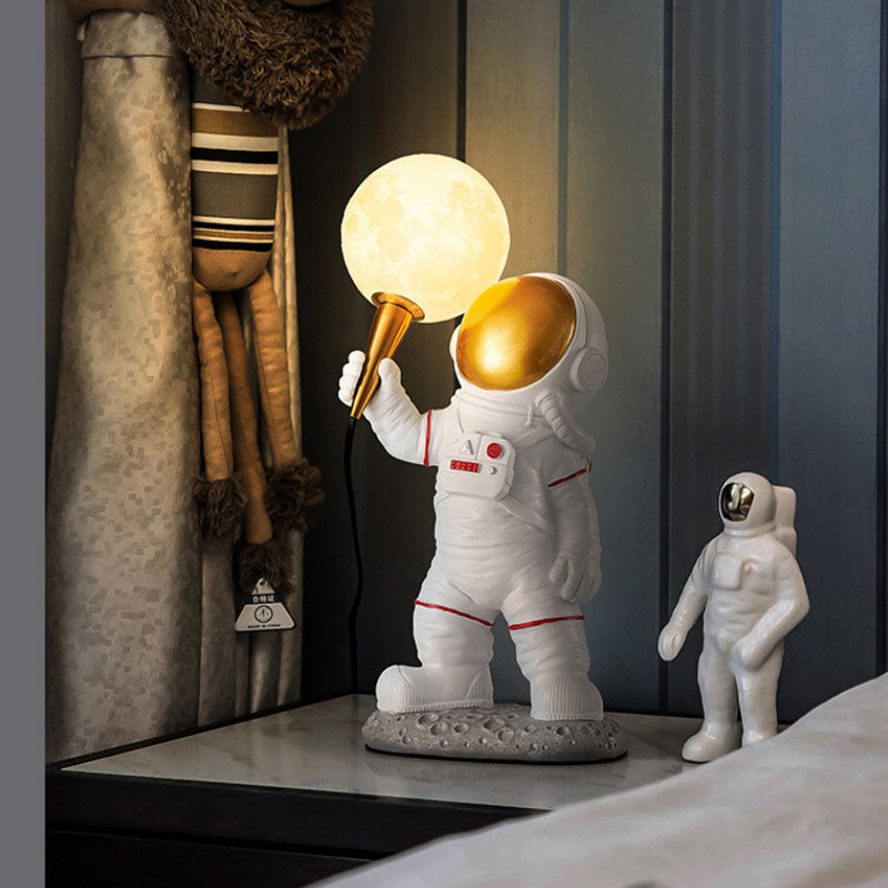Creative Cartoon Astronaut Wall Sconce Light - Resin Wall Lamp for Bedroom and Living Room, 1-Light Fixture, 9.84 to 11.81 Width 10