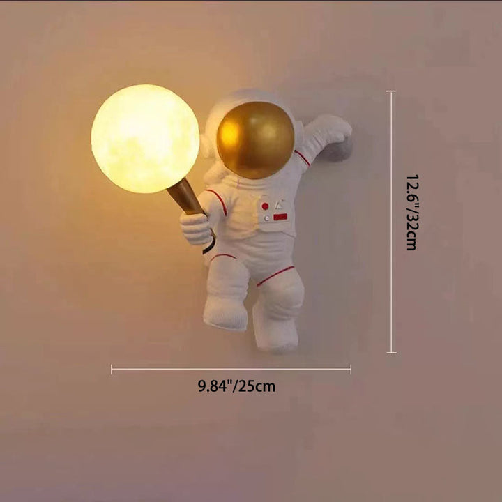 Creative Cartoon Astronaut Wall Sconce Light - Resin Wall Lamp for Bedroom and Living Room, 1-Light Fixture, 9.84 to 11.81 Width 2