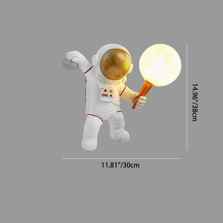 Creative Cartoon Astronaut Wall Sconce Light - Resin Wall Lamp for Bedroom and Living Room, 1-Light Fixture, 9.84 to 11.81 Width 3