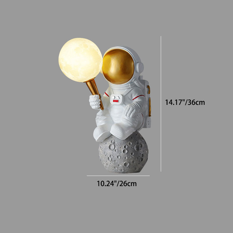 Creative Cartoon Astronaut Wall Sconce Light - Resin Wall Lamp for Bedroom and Living Room, 1-Light Fixture, 9.84 to 11.81 Width 4