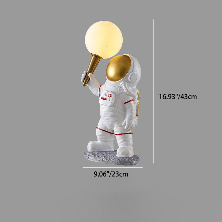 Creative Cartoon Astronaut Wall Sconce Light - Resin Wall Lamp for Bedroom and Living Room, 1-Light Fixture, 9.84 to 11.81 Width 5