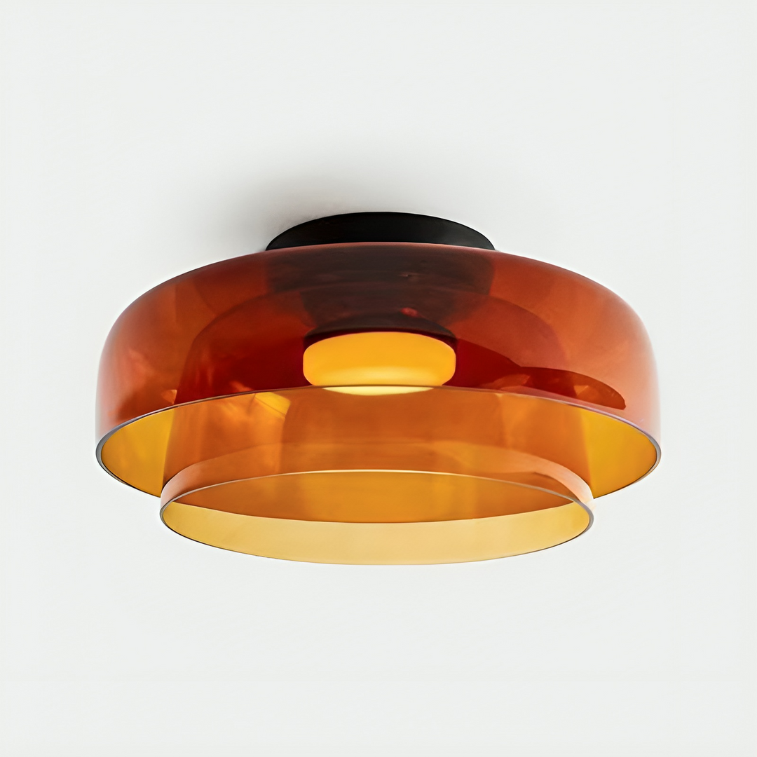 Bauhaus Layered Glass Pendant Light in Amber