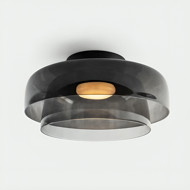 Bauhaus Layered Glass Pendant Light in Smokey Grey
