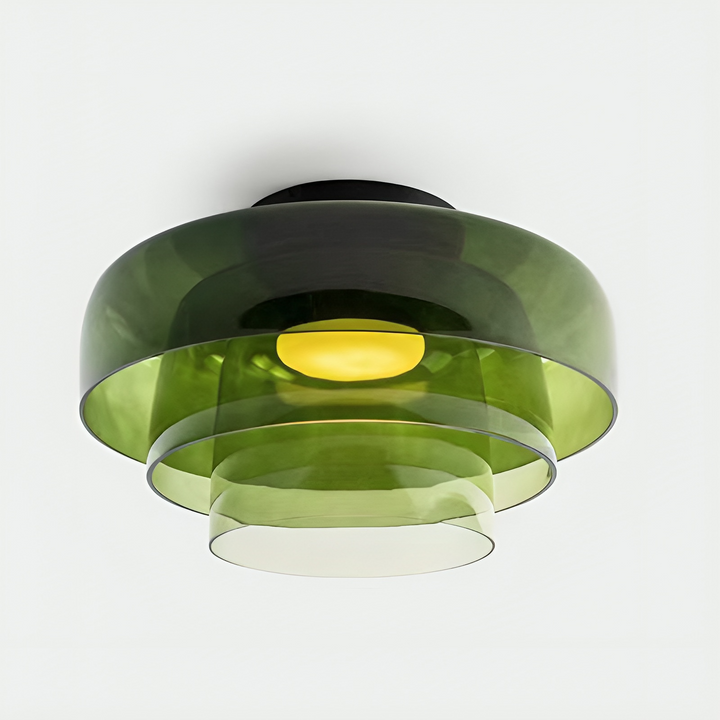 Bauhaus Layered Glass Pendant Light in Green - View 2