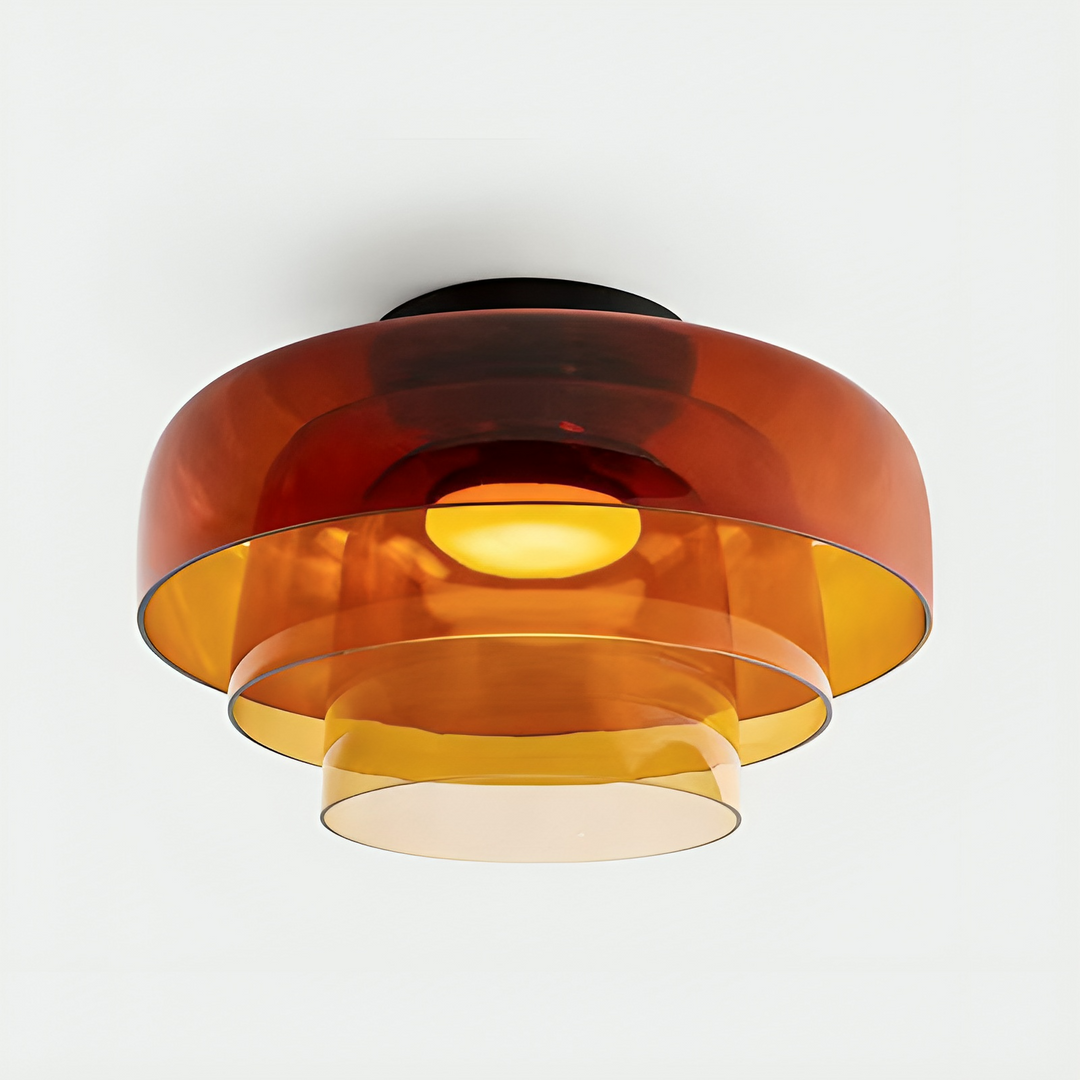 Bauhaus Layered Glass Pendant Light in Amber - View 2