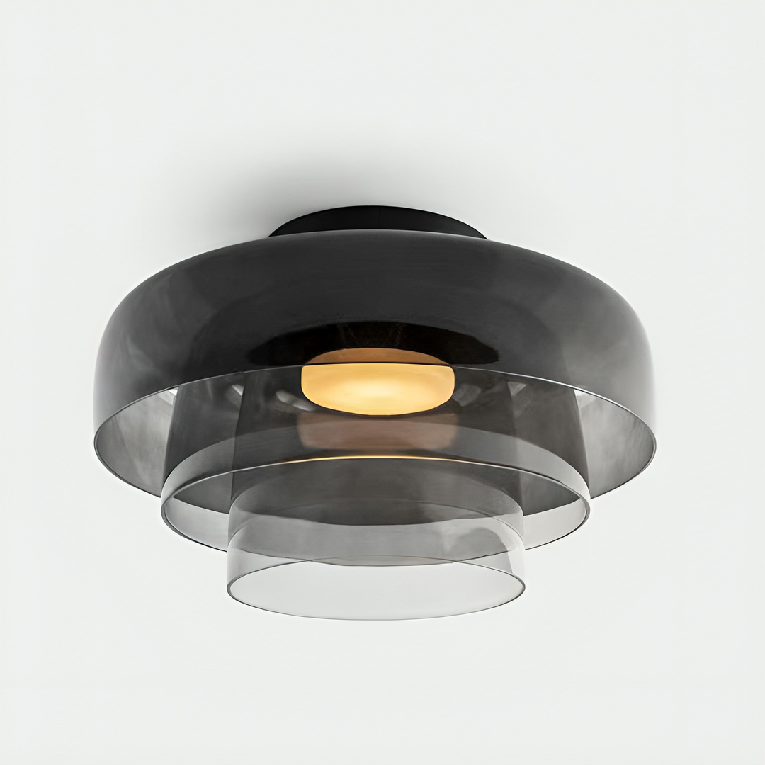 Bauhaus Layered Glass Pendant Light in Smokey Grey - View 2