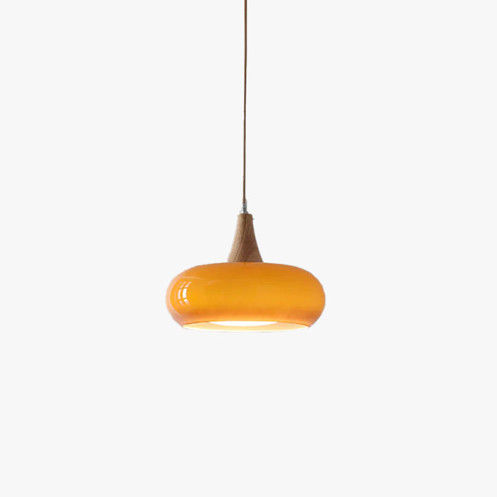 Amber Glass and Wood Pendant Light - View 18