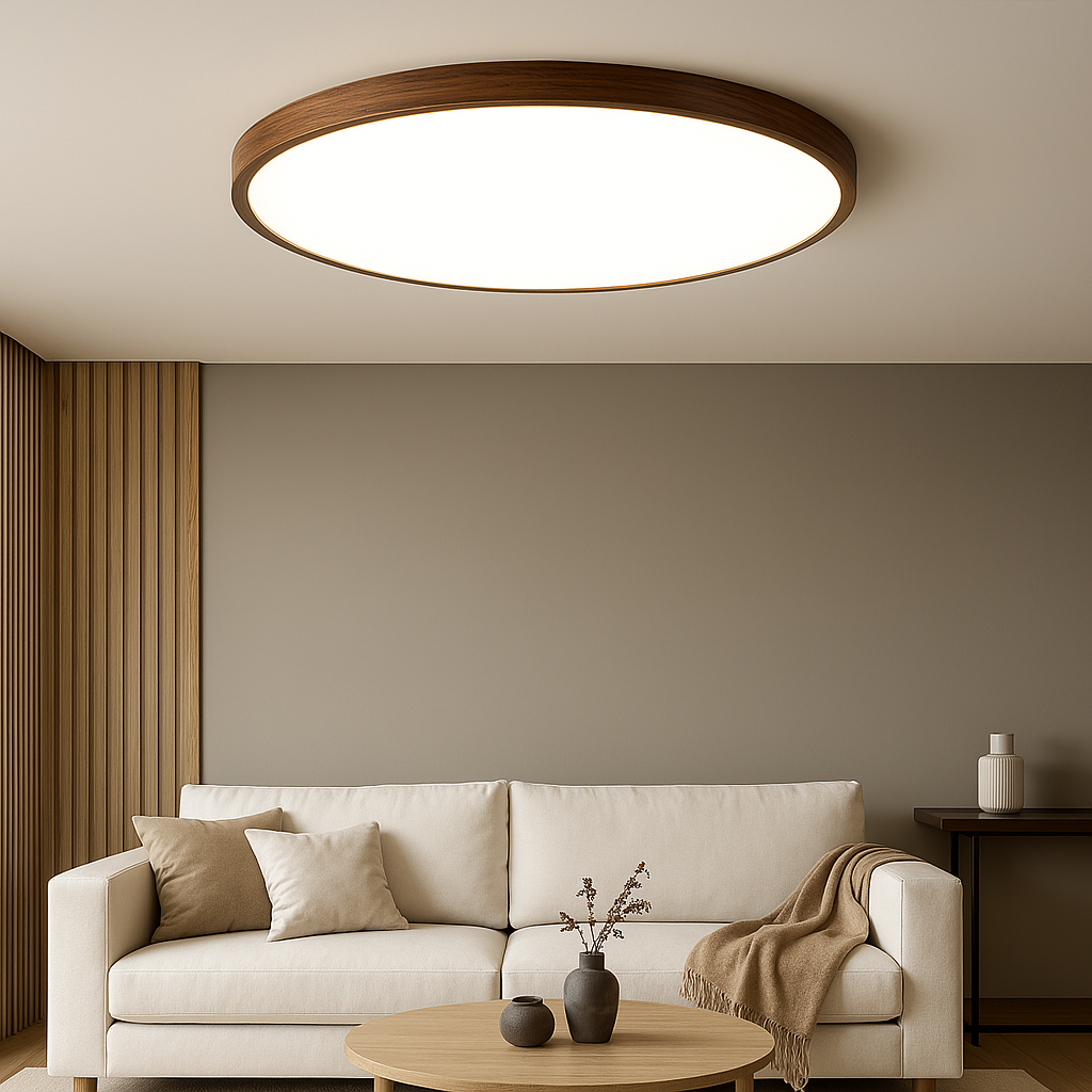 Dark Wood Grain Ceiling Light with Integrated LED - Minimalist Design for Home Decor 1