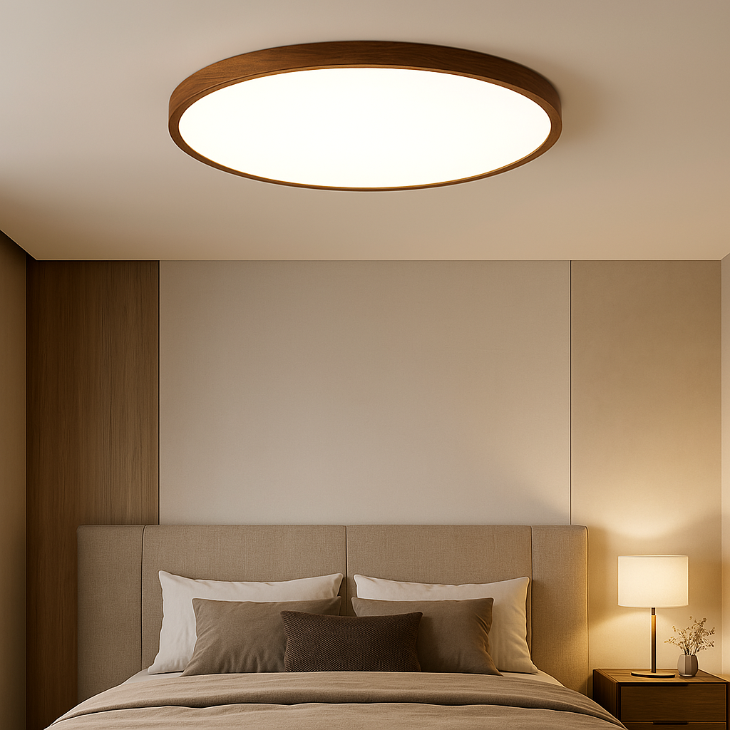 Dark Wood Grain Ceiling Light with Integrated LED - Minimalist Design for Home Decor 3