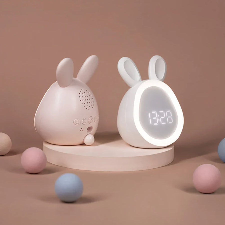 Digital Rabbit Alarm Clock with Night Light - USB Rechargeable LED Display for Kids - White or Pink 1