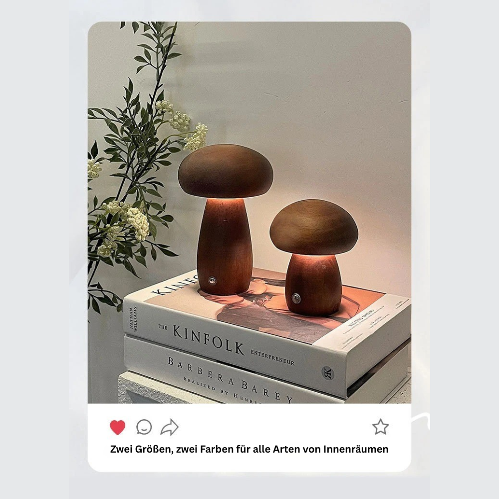 Dimmable Walnut Mushroom Night Light - Wireless LED Mood Lamp for Cozy Atmosphere, Warm White Glow, Compact Size Options 3