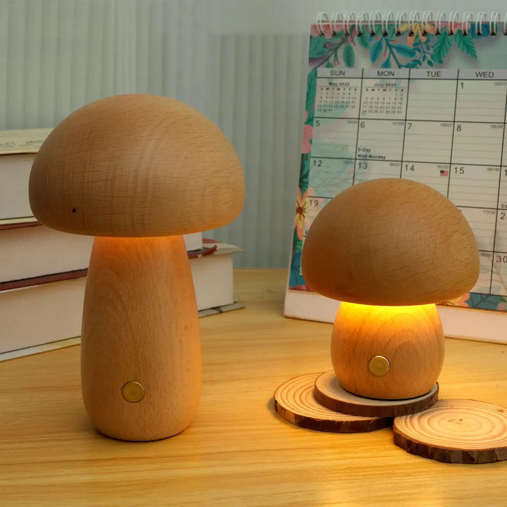Dimmable Walnut Mushroom Night Light - Wireless LED Mood Lamp for Cozy Atmosphere, Warm White Glow, Compact Size Options 4