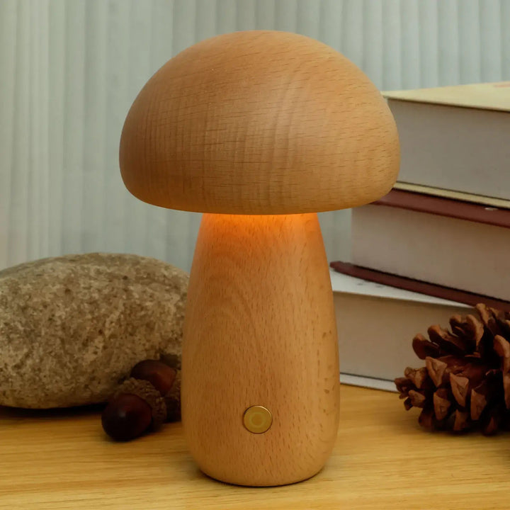 Dimmable Walnut Mushroom Night Light - Wireless LED Mood Lamp for Cozy Atmosphere, Warm White Glow, Compact Size Options 6