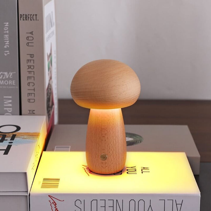 Dimmable Walnut Mushroom Night Light - Wireless LED Mood Lamp for Cozy Atmosphere, Warm White Glow, Compact Size Options 9