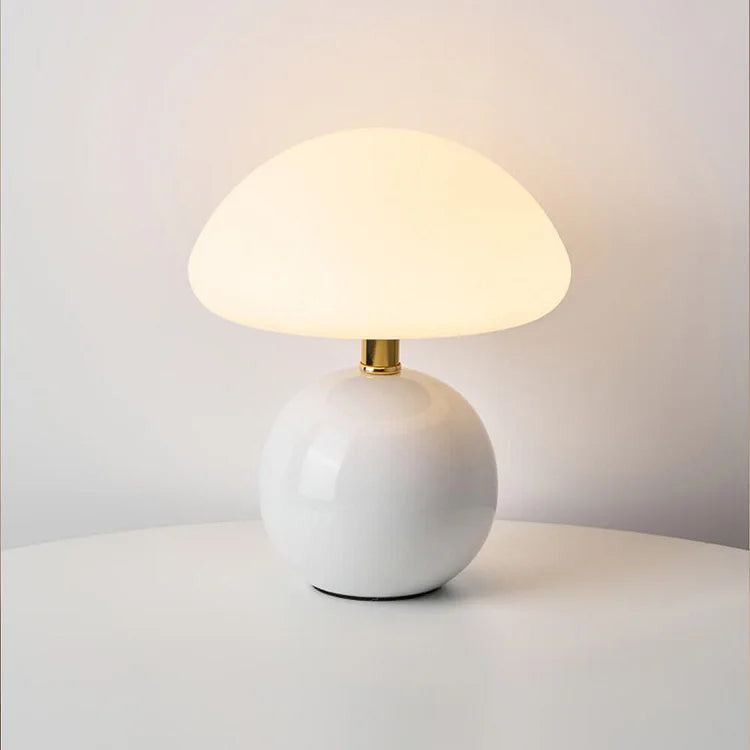 Elegant Mushroom Lamp with Adjustable LED Lighting - Cream Ceramic Table Lamp 0