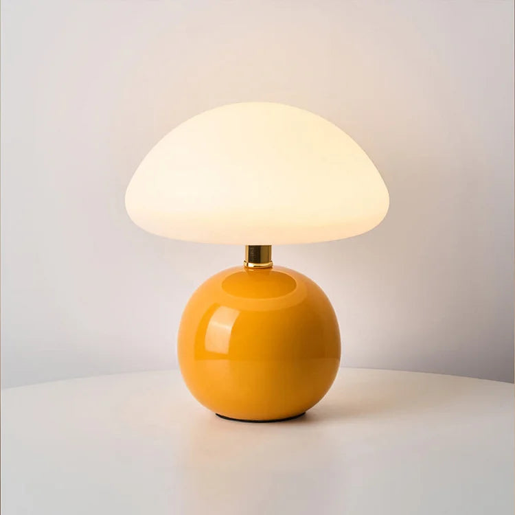 Elegant Mushroom Lamp with Adjustable LED Lighting - Cream Ceramic Table Lamp 10