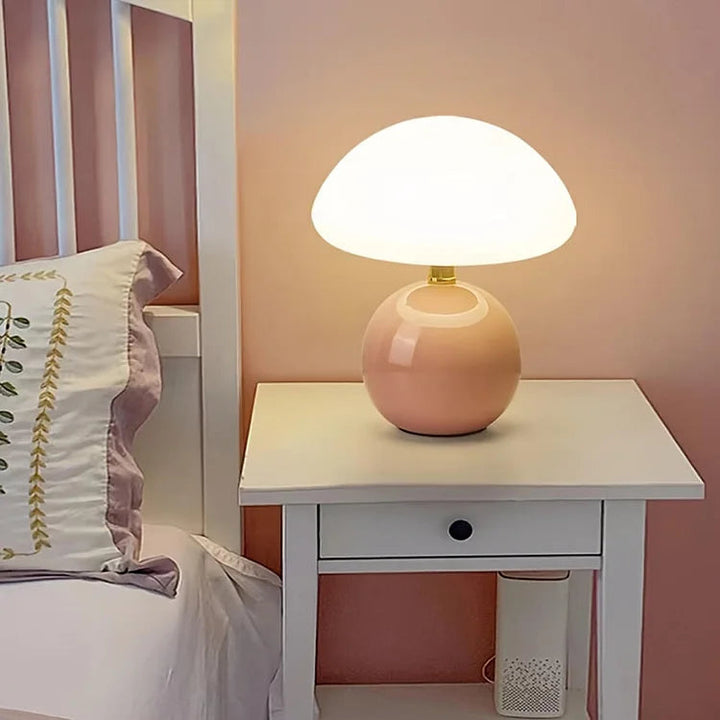 Elegant Mushroom Lamp with Adjustable LED Lighting - Cream Ceramic Table Lamp 4