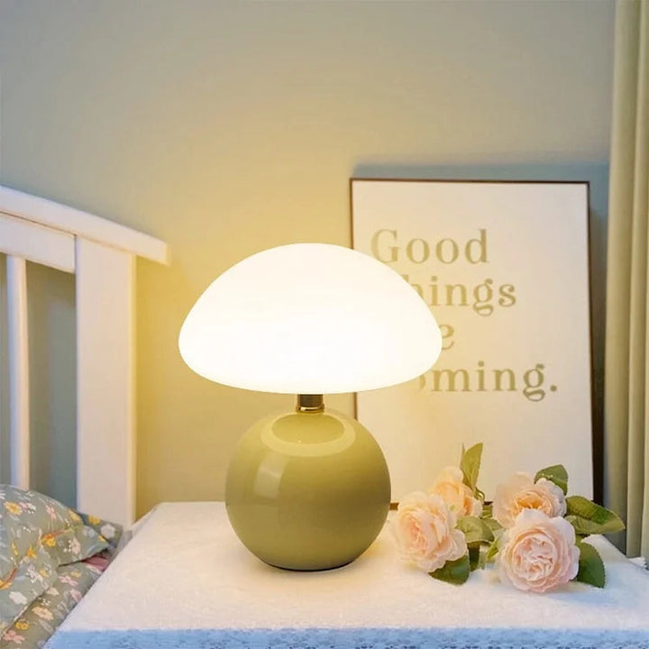 Elegant Mushroom Lamp with Adjustable LED Lighting - Cream Ceramic Table Lamp 6