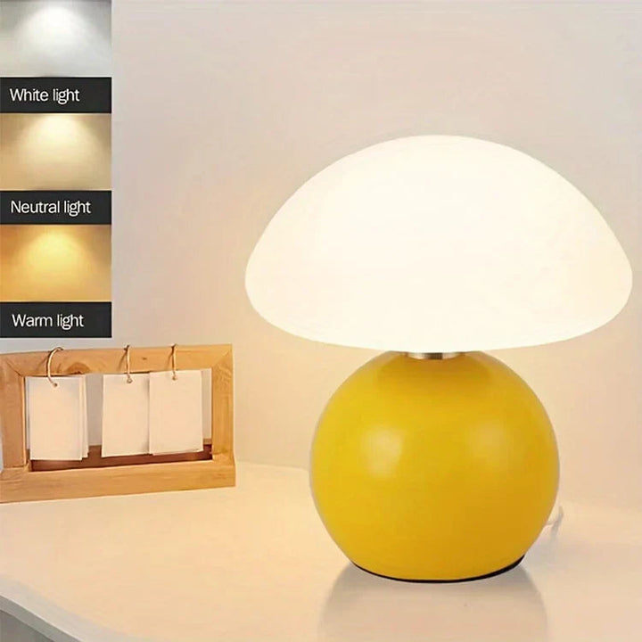 Elegant Mushroom Lamp with Adjustable LED Lighting - Cream Ceramic Table Lamp 7