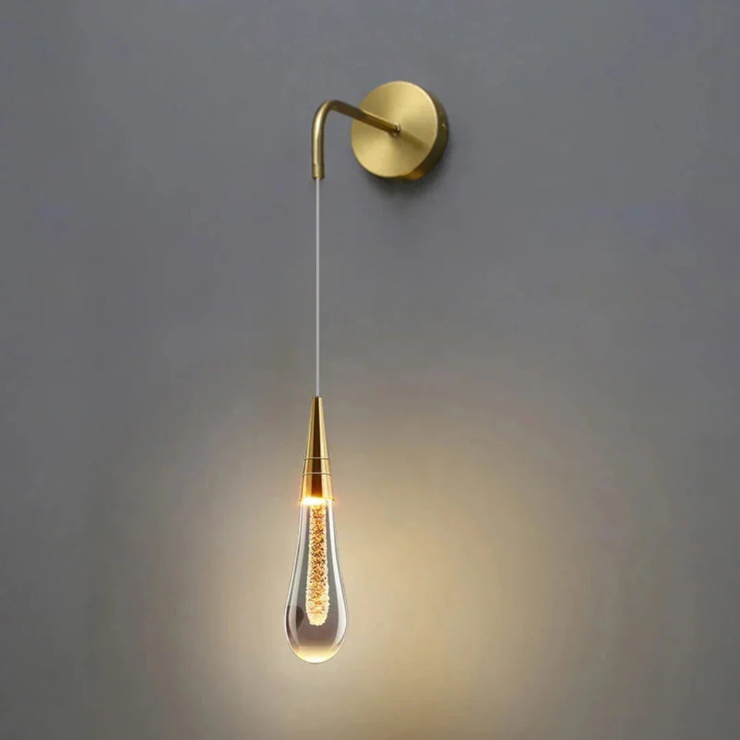 Crystal Teardrop Wall Light in Gold