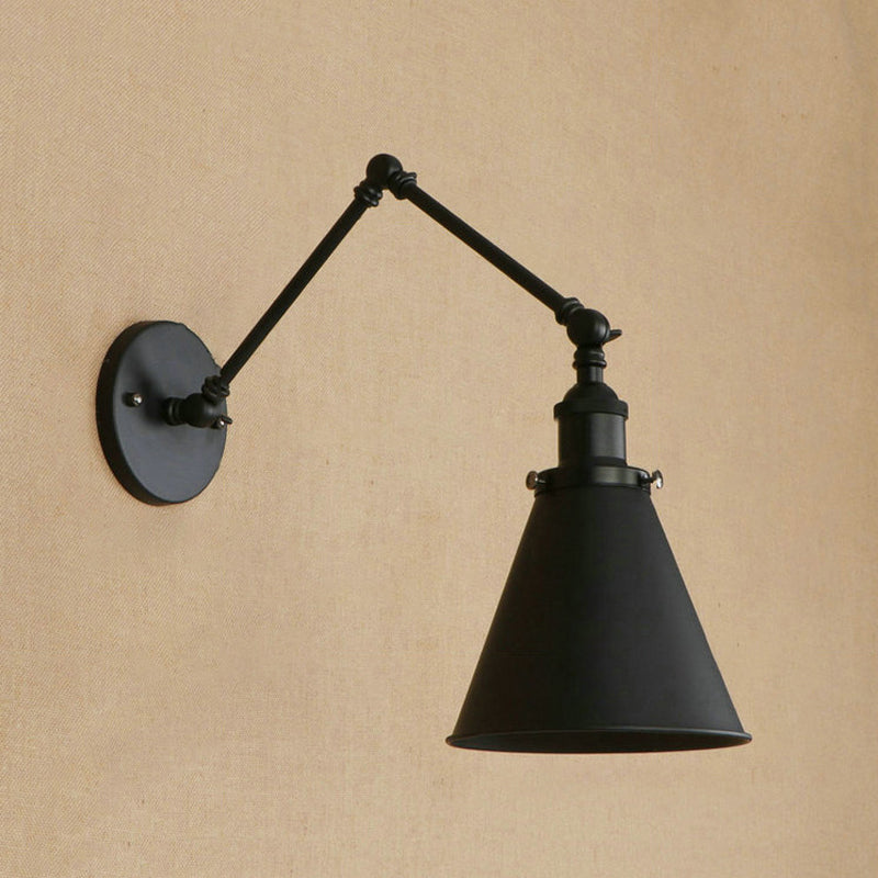 Farmhouse Cone Wall Sconce - Rustic Iron Lighting Fixture for Bedroom 1