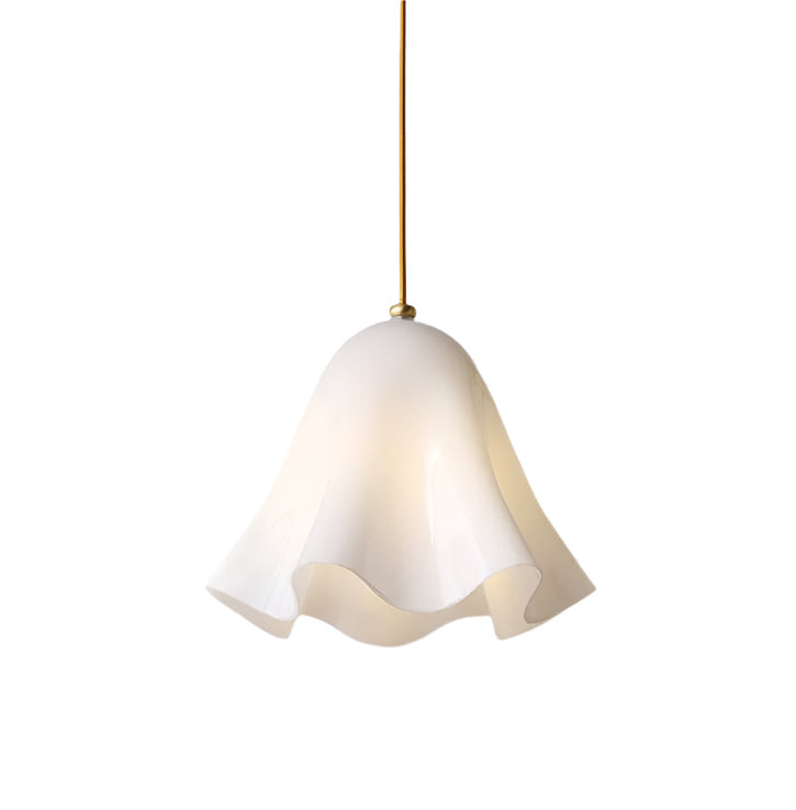 Draped Glass Pendant Light with an opaline shade falling in soft folds