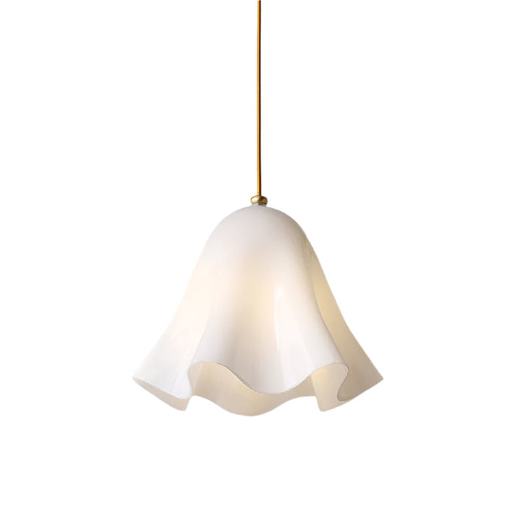 Draped Glass Pendant Light with an opaline shade falling in soft folds