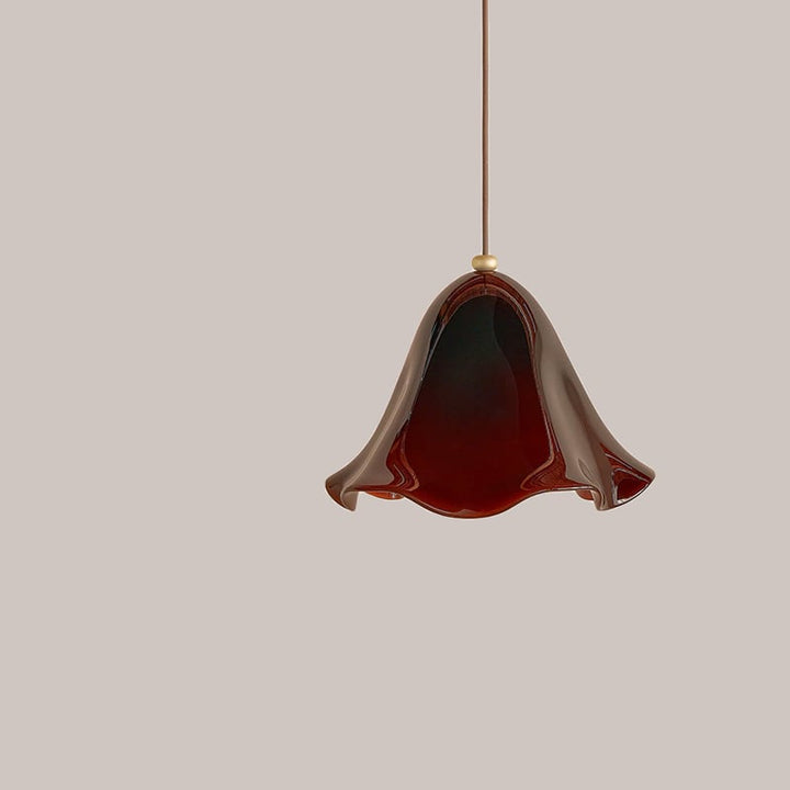 Draped Glass Pendant Light in Coffee, Brass