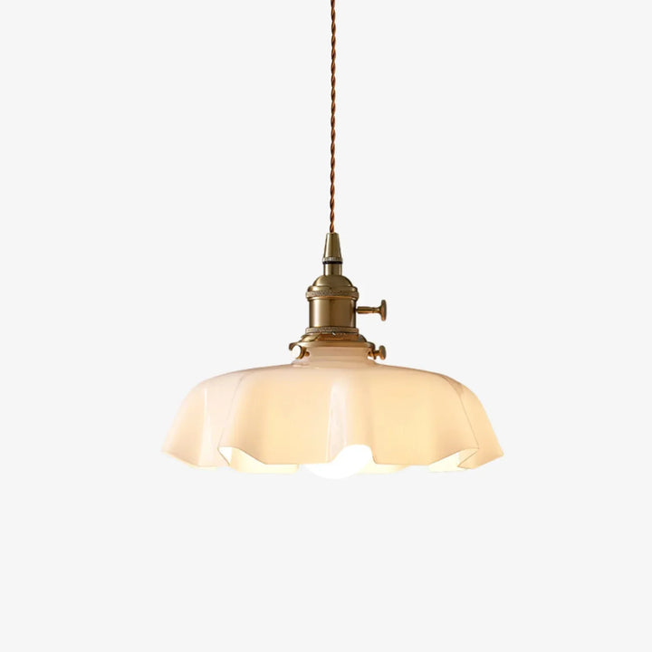 French Scalloped Glass Pendant Light - View 5