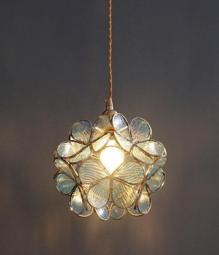 Glass Petal Pendant Light in Blue