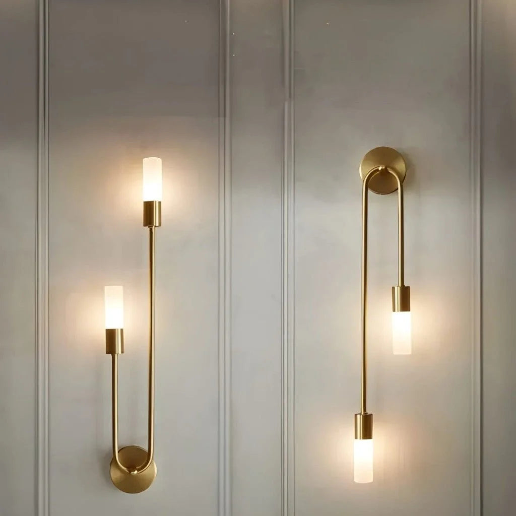 Double Cylinder Gold Wall Sconce