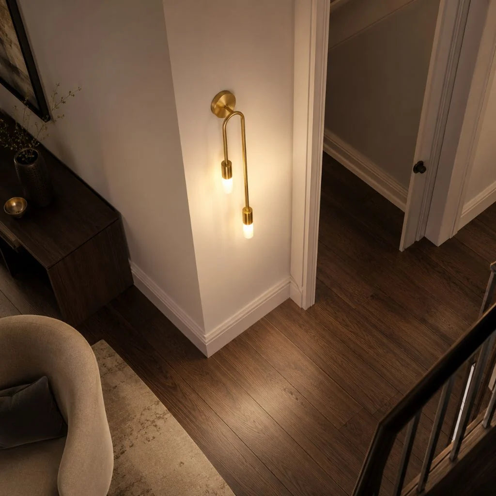 Double Cylinder Gold Wall Sconce - View 7