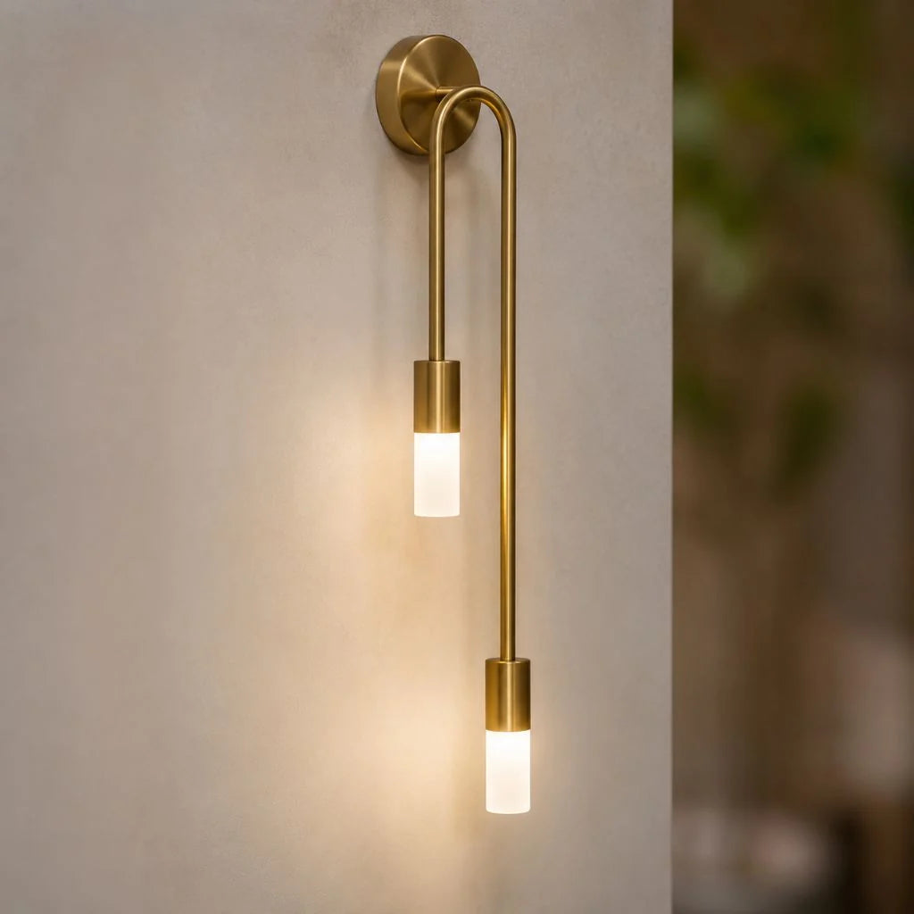 Double Cylinder Gold Wall Sconce in Gold - View 2