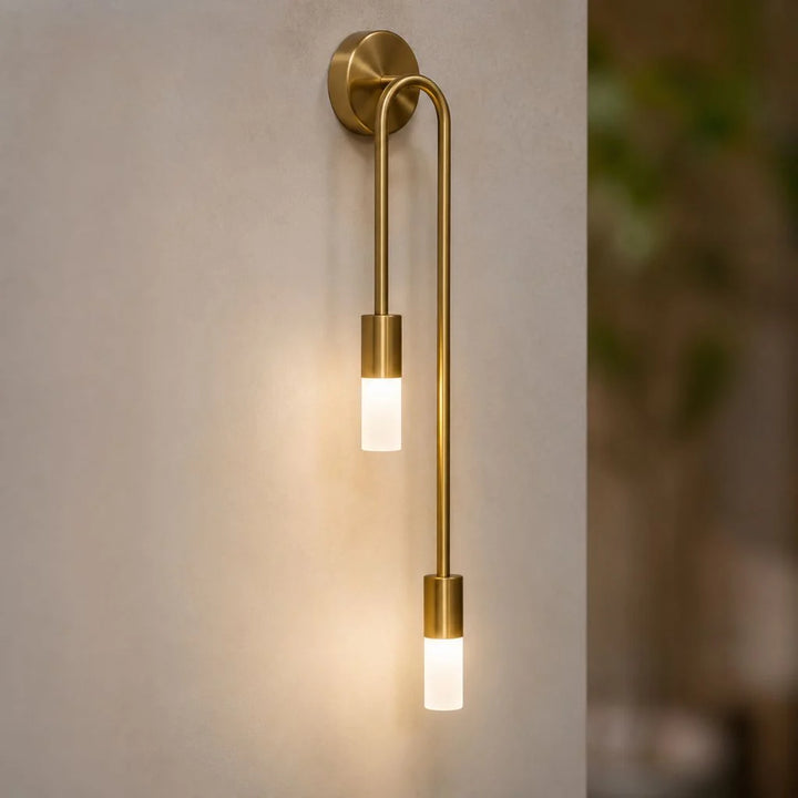 Double Cylinder Gold Wall Sconce in Gold - View 2