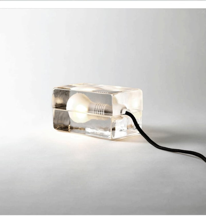 Glass Block Table Lamp, Hand-Cast, G9