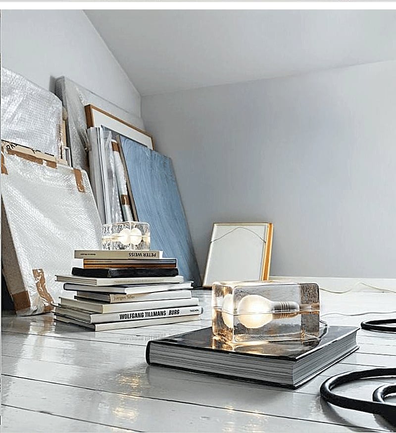 Glass Block Table Lamp, Hand-Cast, G9